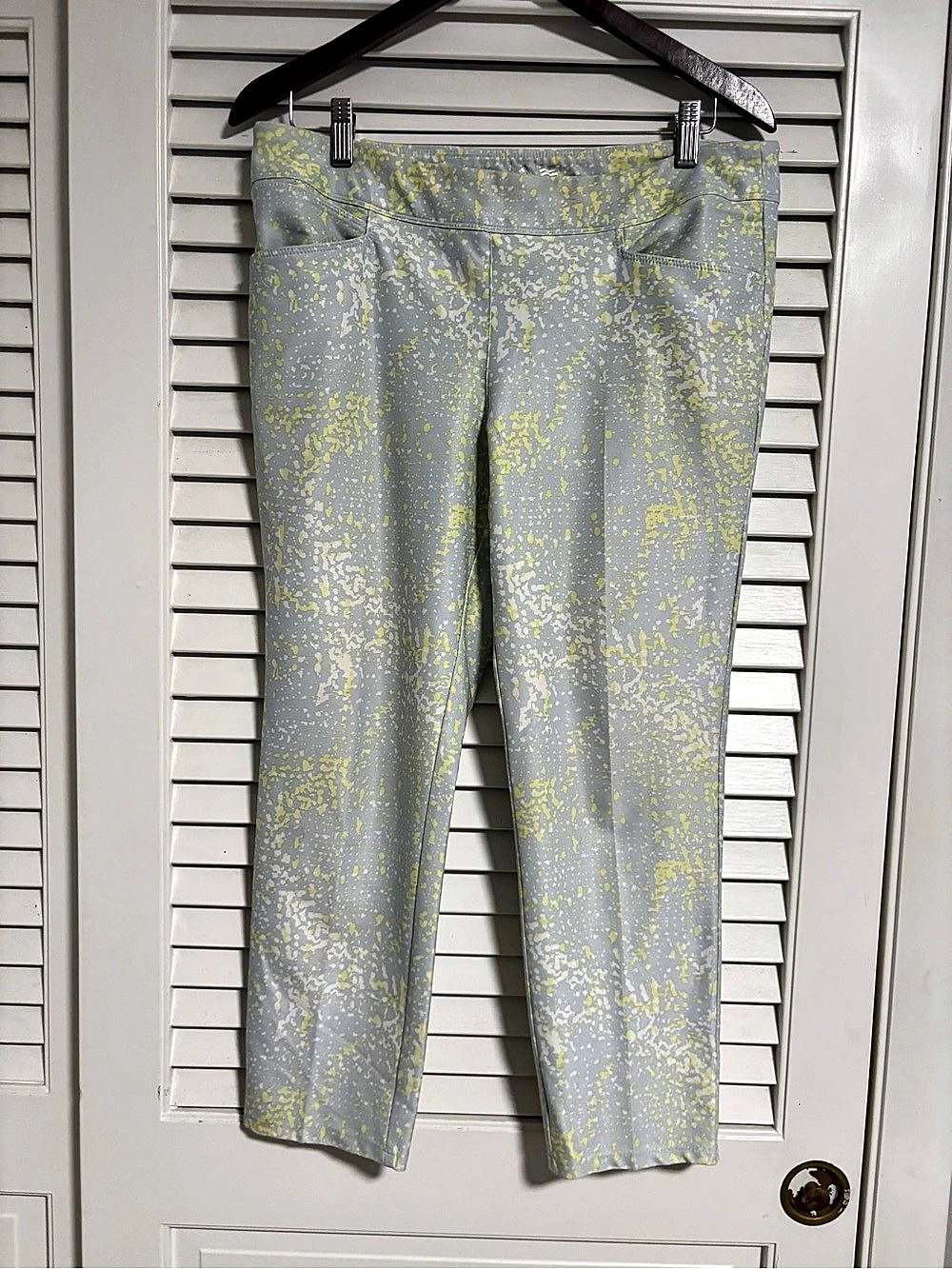 adidas Abstract Athletic Leggings in Gray & Yellow Medium